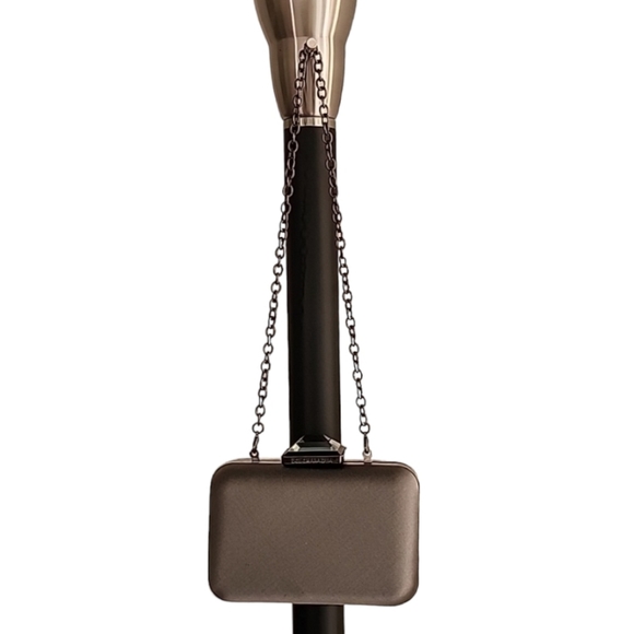 BCBG MAXAZRIA Mini Clamshell Convertible Clutch Bag Purse Metallic Chain Strap - Picture 12 of 15